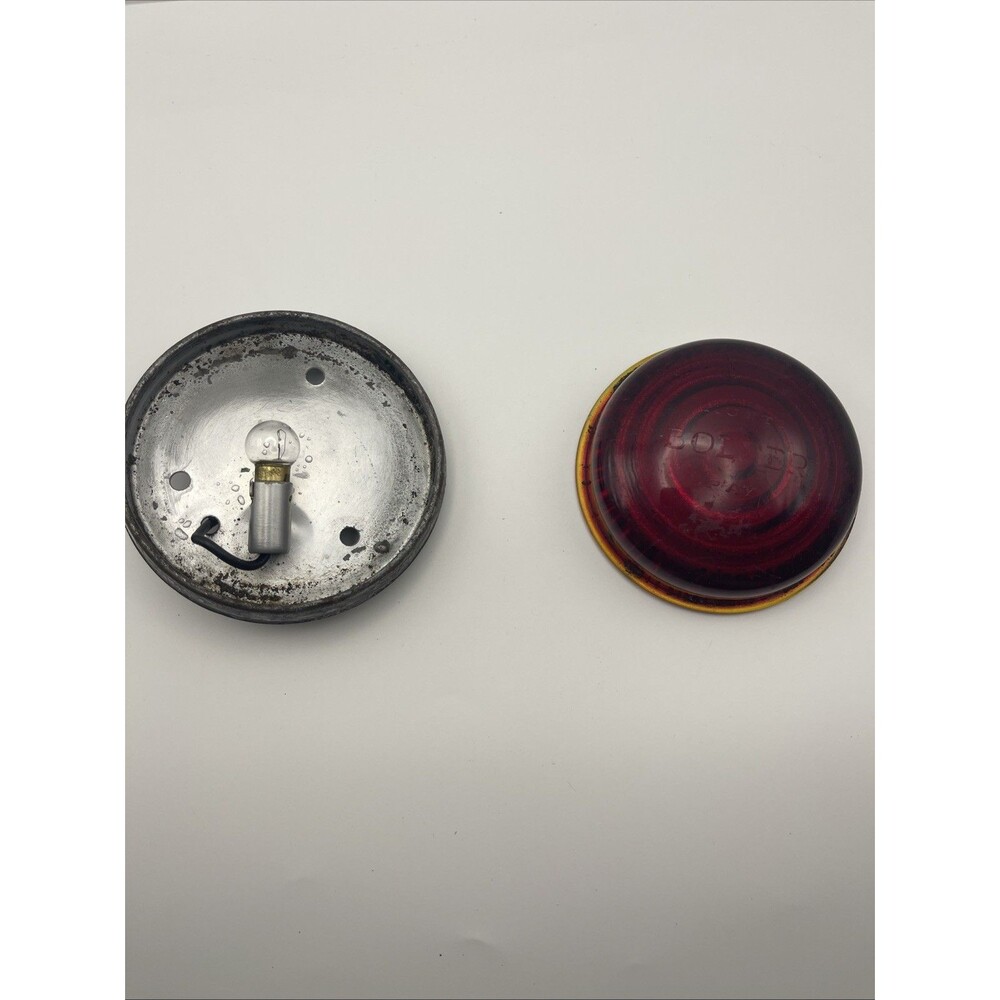 Vintage Bolser B-325 Red Glass Signal Light Lens Marker Lamp Truck Tractor
